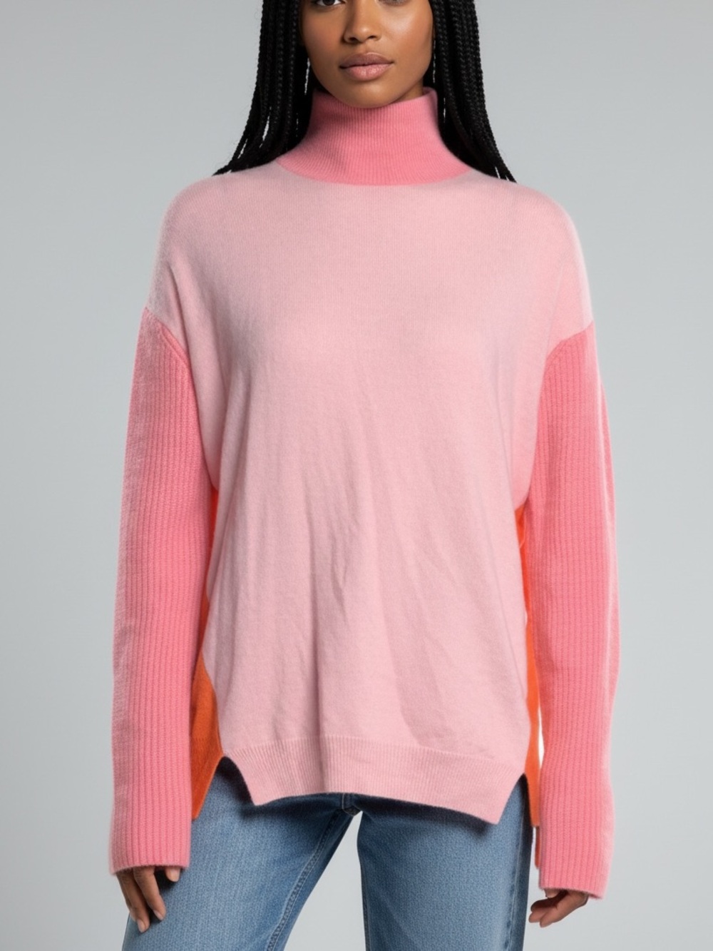 La Ligne 100% cashmere turtleneck sweater pink orange large